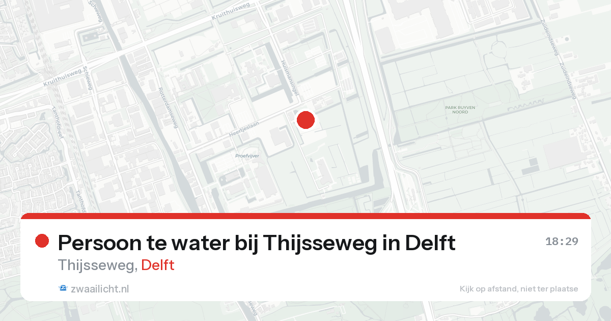 Persoon te water bij Thijsseweg in Delft — 21 aug 2026