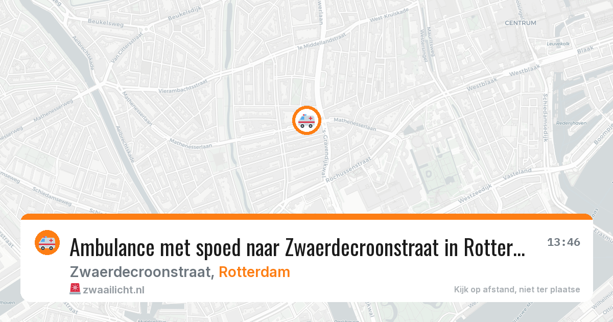 Ambulance met spoed naar Zwaerdecroonstraat in Rotterdam — 13 jun 2026