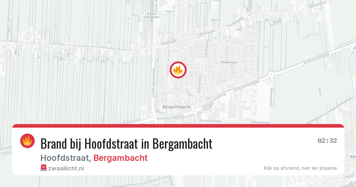 Brand bij Hoofdstraat in Bergambacht — 9 aug 2026