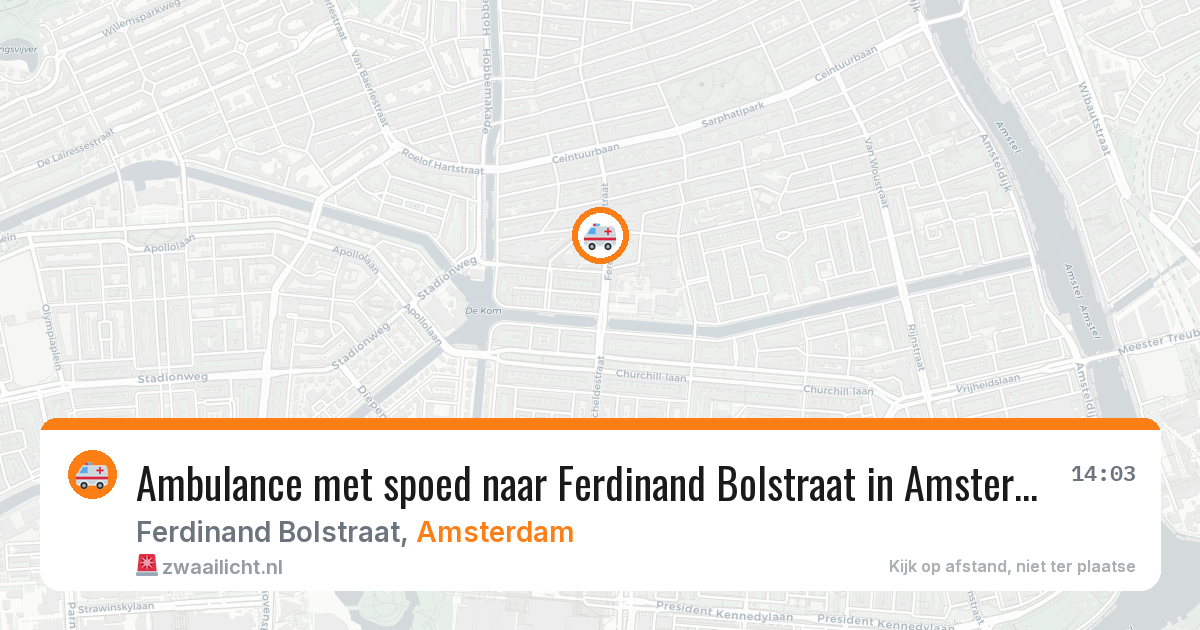 Ambulance met spoed naar Ferdinand Bolstraat in Amsterdam — 4 aug 2026