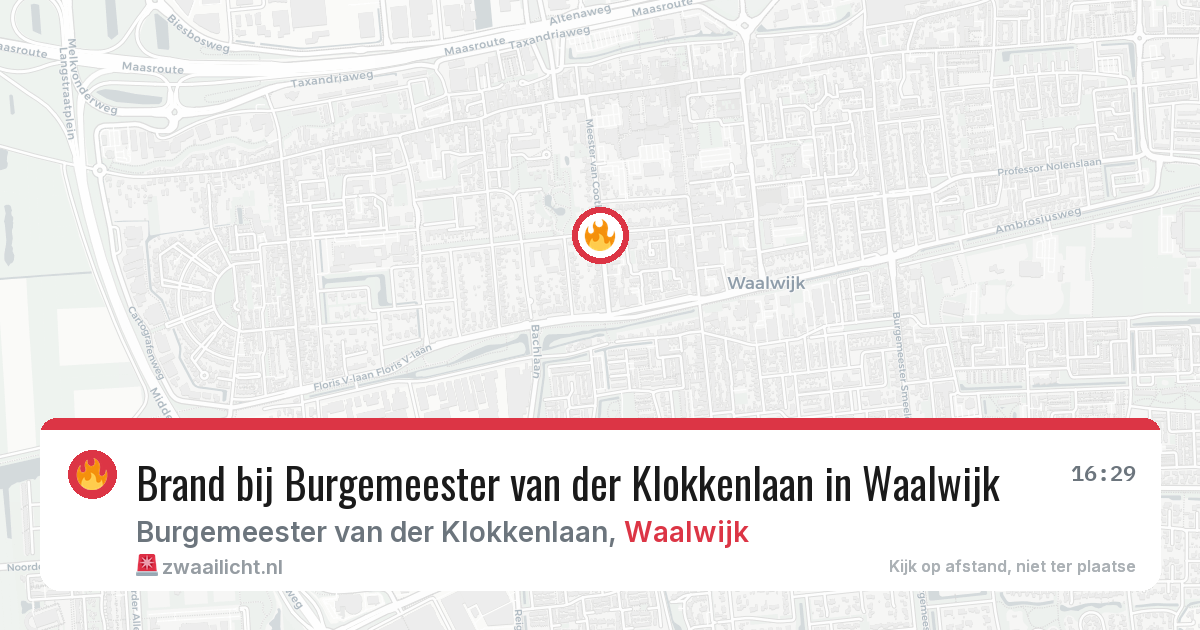 Brand bij Burgemeester van der Klokkenlaan in Waalwijk — 12 aug 2026