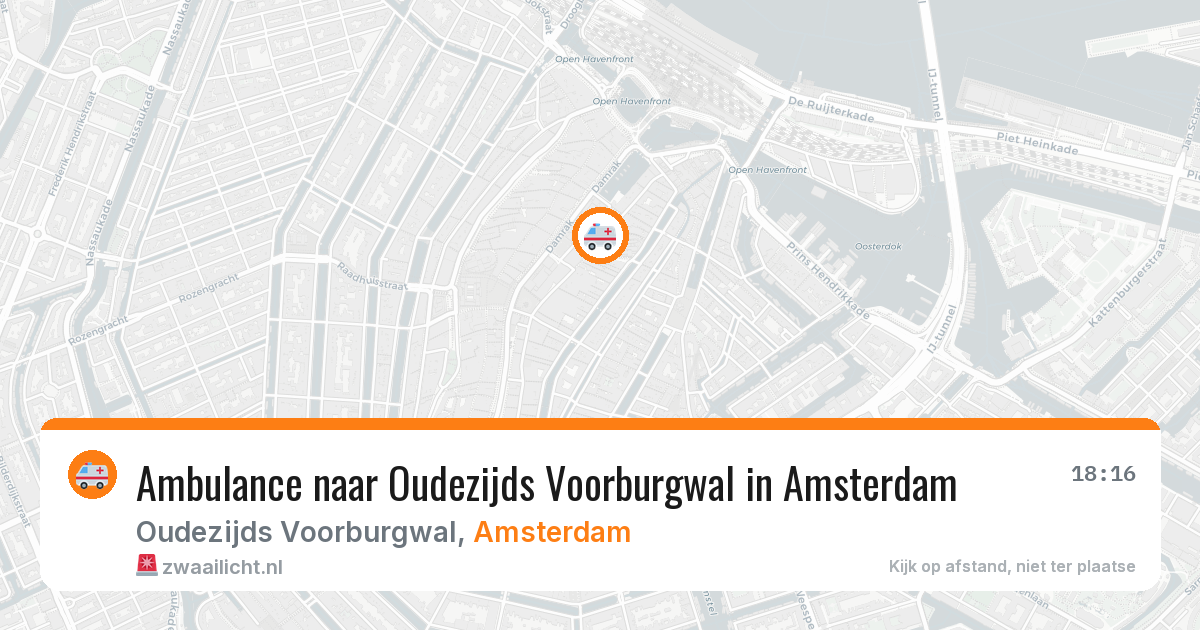 Ambulance naar Oudezijds Voorburgwal in Amsterdam — 14 aug 2026