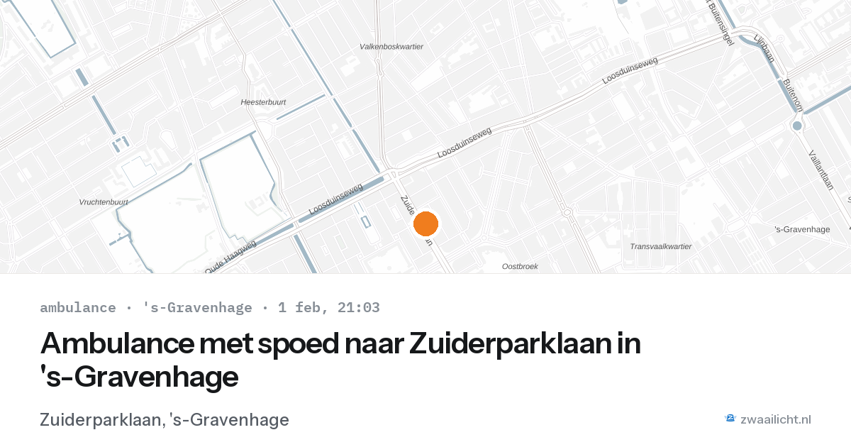 Ambulance met spoed naar Zuiderparklaan in 's-Gravenhage — 1 feb 2026