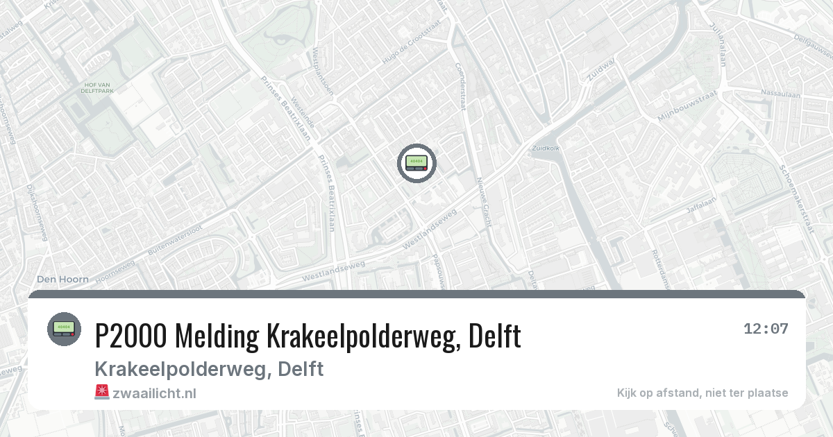 P2000 Melding Krakeelpolderweg, Delft — 9 apr 2026