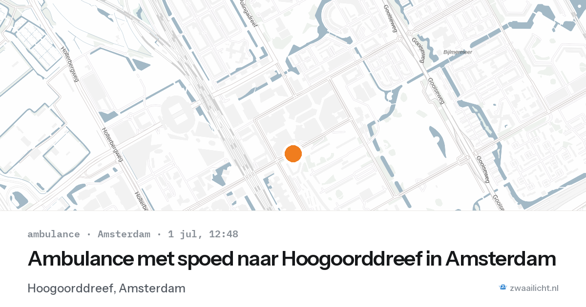 Ambulance met spoed naar Hoogoorddreef in Amsterdam — 1 jul 2026