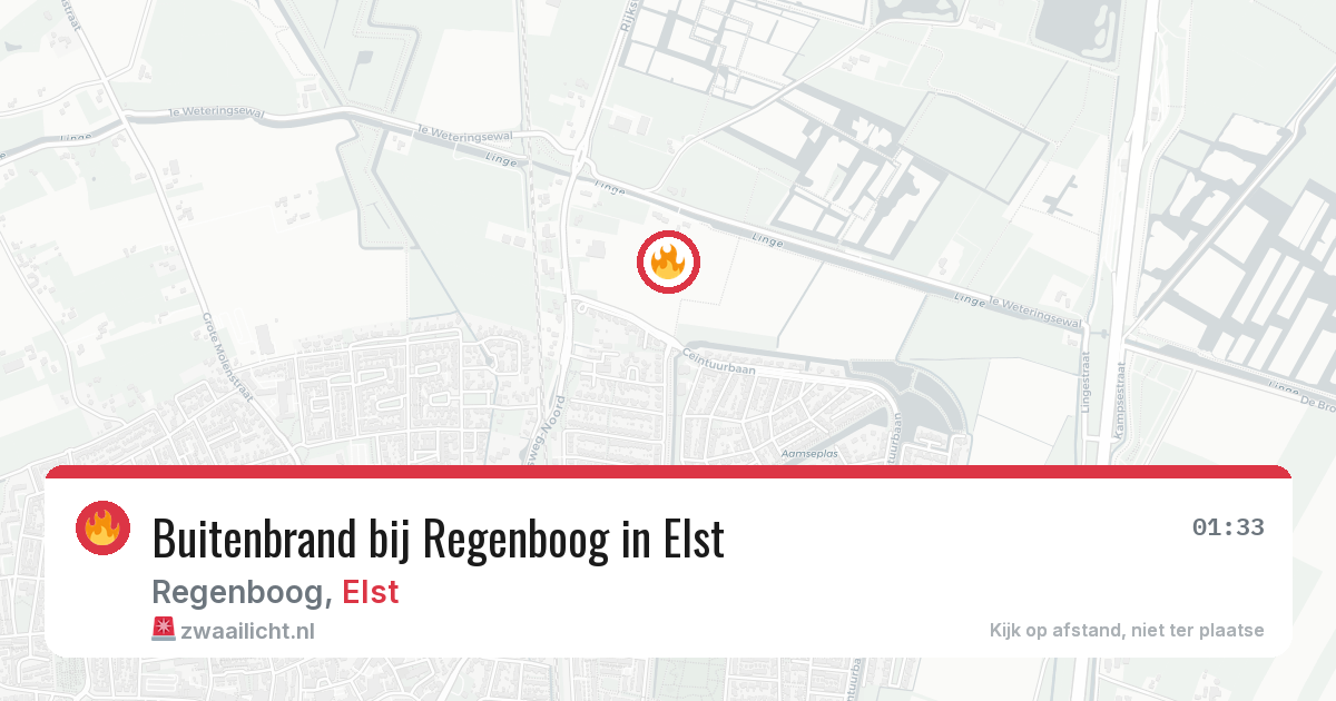 Buitenbrand bij Regenboog in Elst — 28 jun 2026