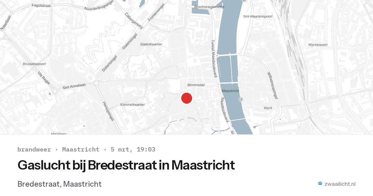 Gaslucht bij Bredestraat in Maastricht — 5 mrt 2026