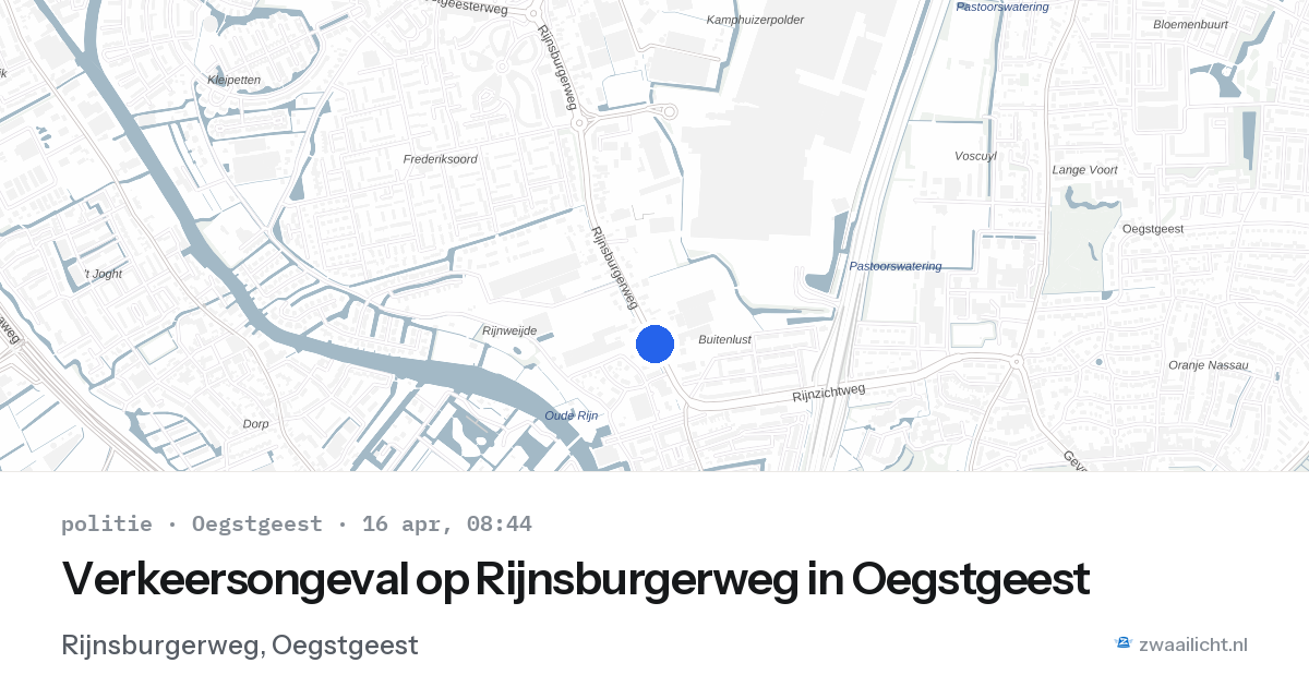 Verkeersongeval op Rijnsburgerweg in Oegstgeest — 16 apr 2026