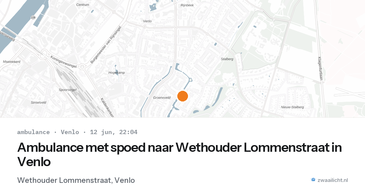 Ambulance met spoed naar Wethouder Lommenstraat in Venlo — 12 jun 2026