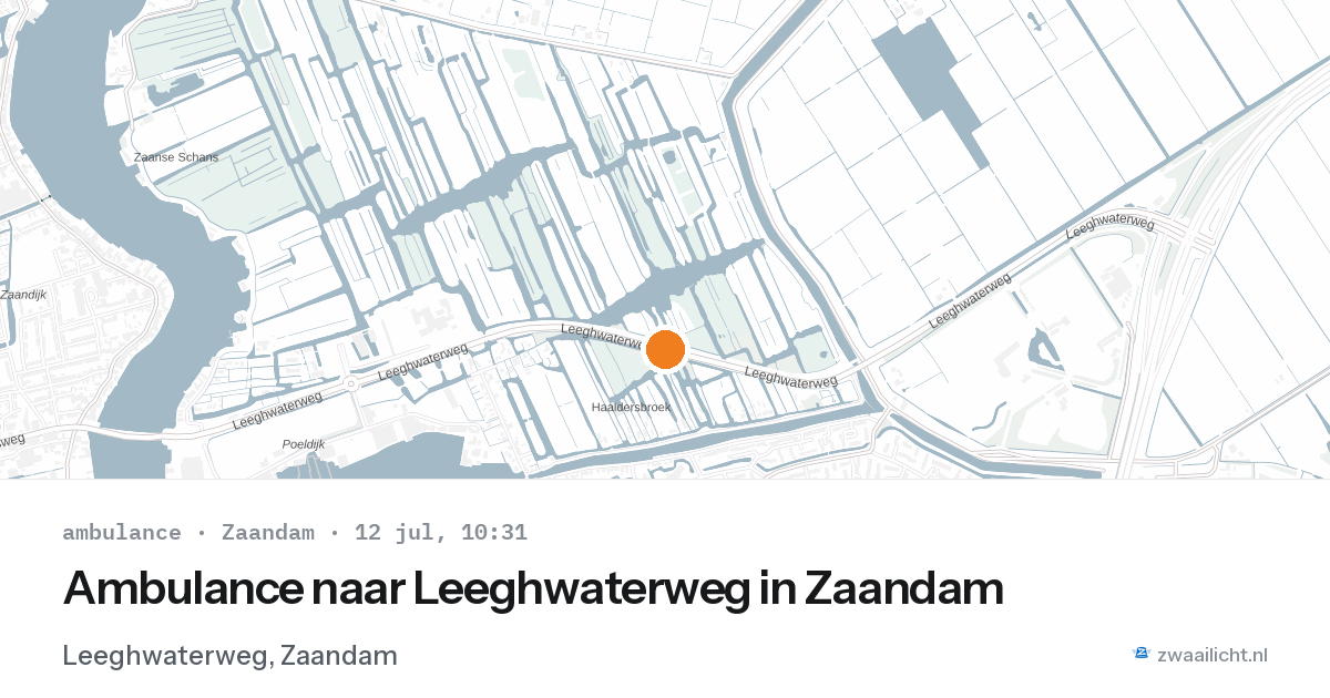 Ambulance naar Leeghwaterweg in Zaandam — 12 jul 2026