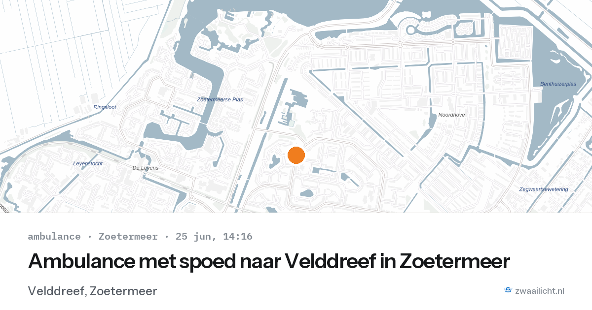 Ambulance met spoed naar Velddreef in Zoetermeer — 25 jun 2026