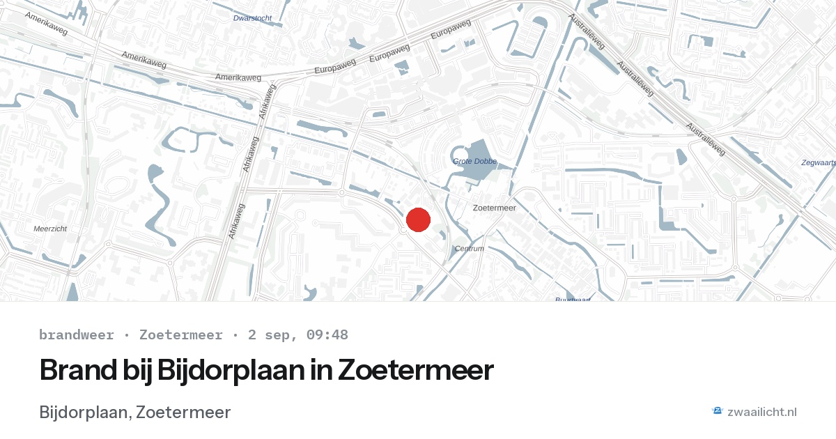 Brand bij Bijdorplaan in Zoetermeer — 2 sep 2026