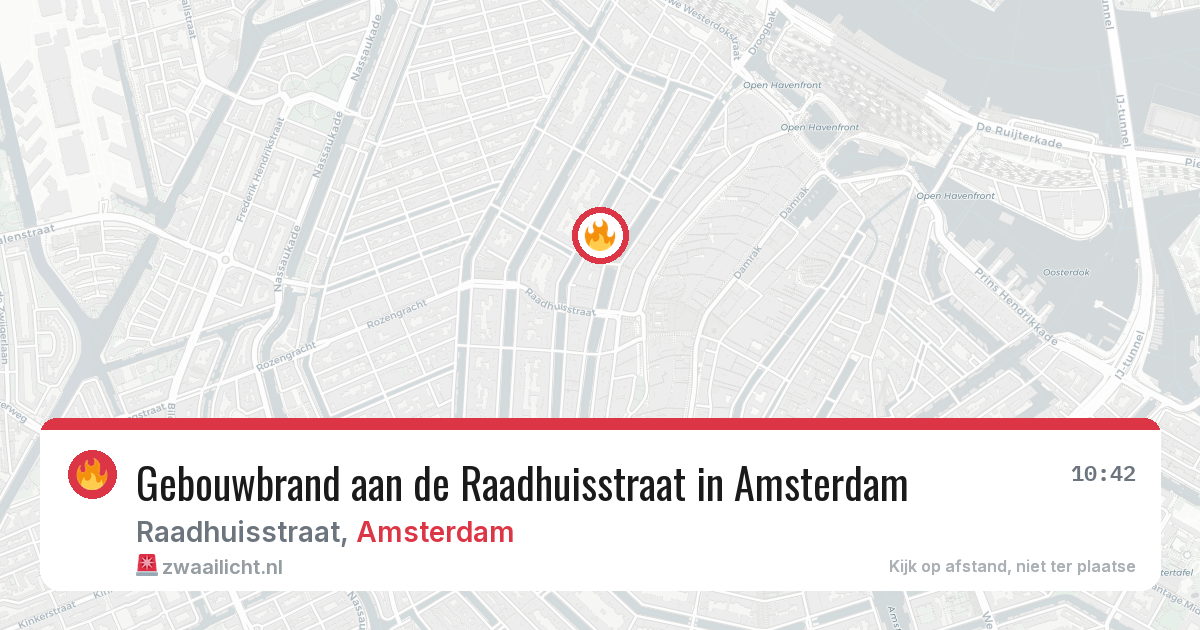 Gebouwbrand aan de Raadhuisstraat in Amsterdam — 29 jun 2026