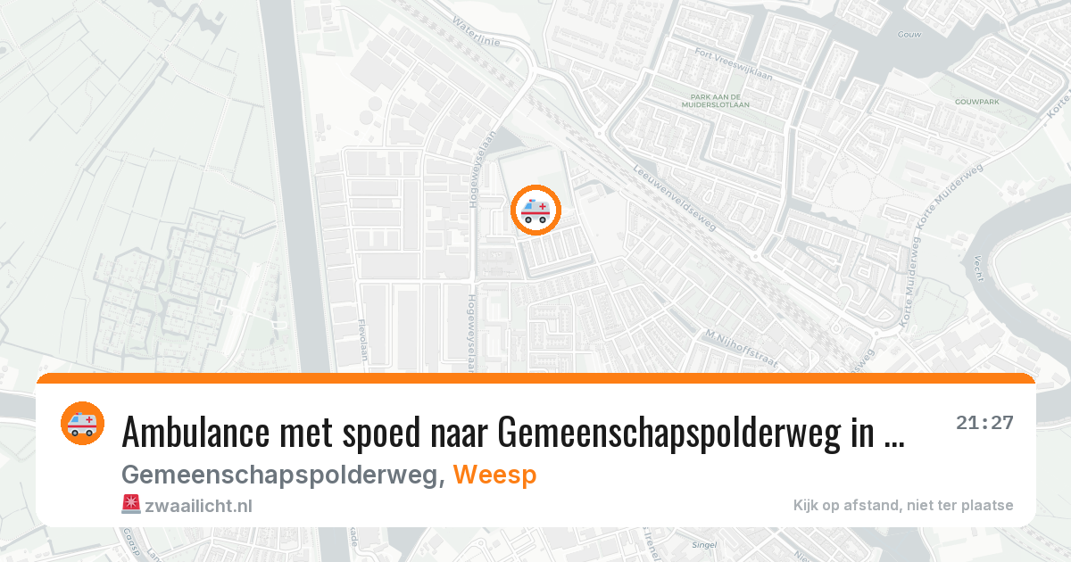 Ambulance met spoed naar Gemeenschapspolderweg in Weesp — 7 jun 2026
