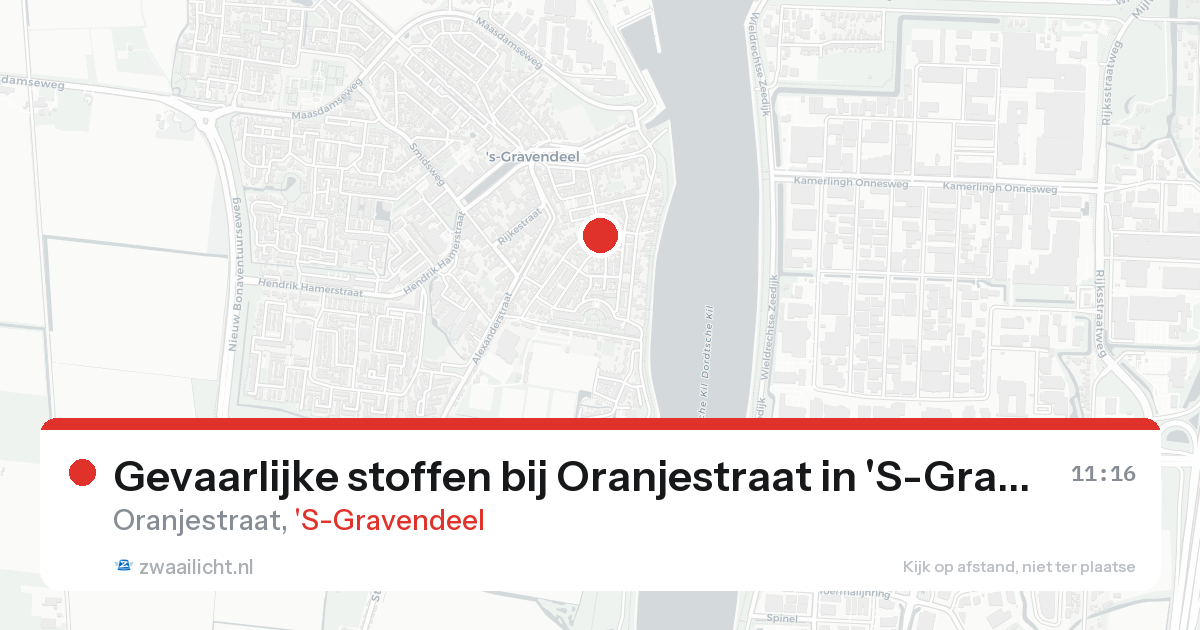 Gevaarlijke stoffen bij Oranjestraat in 'S-Gravendeel — 17 aug 2026