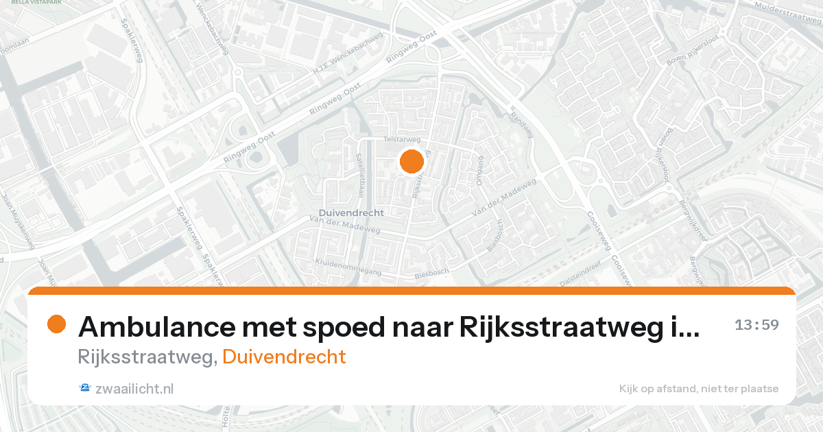 Ambulance met spoed naar Rijksstraatweg in Duivendrecht — 15 aug 2026