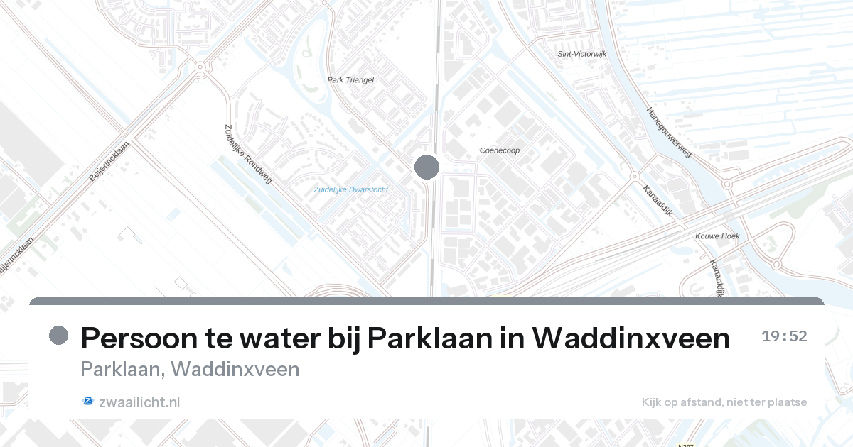 Persoon te water bij Parklaan in Waddinxveen — 7 mrt 2026