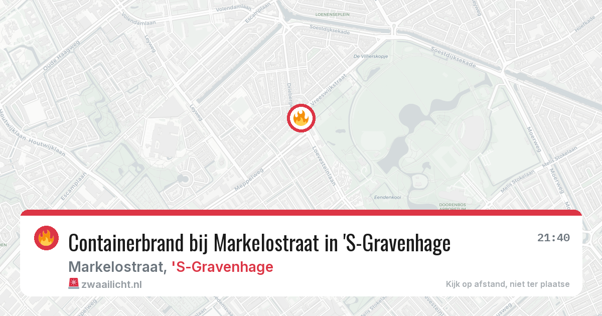 Containerbrand bij Markelostraat in 'S-Gravenhage — 27 jun 2026
