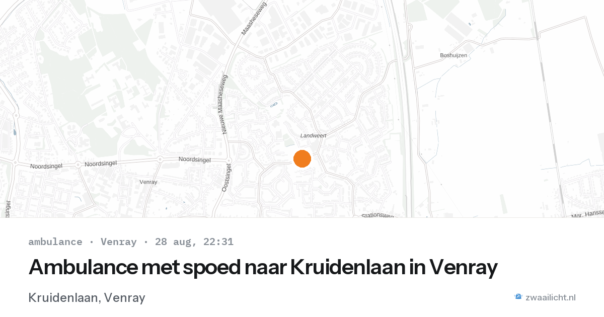 Ambulance met spoed naar Kruidenlaan in Venray — 28 aug 2026