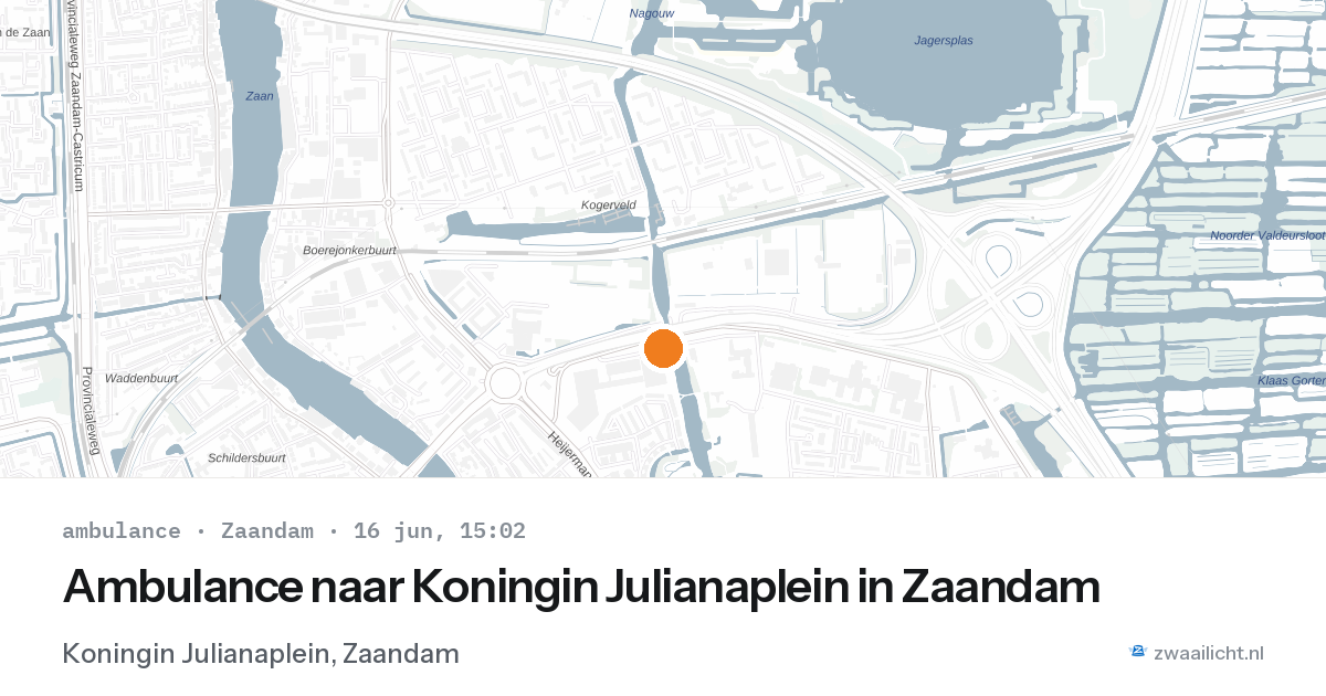 Ambulance naar Koningin Julianaplein in Zaandam — 16 jun 2026