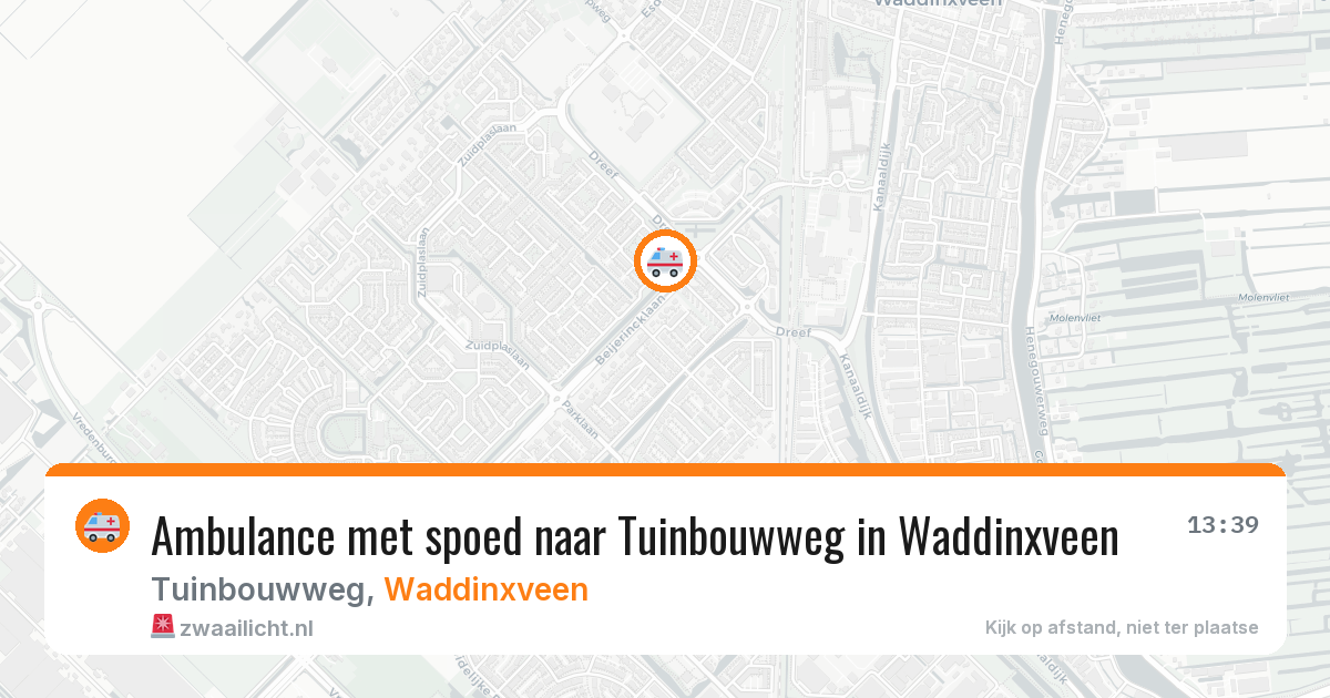 Ambulance met spoed naar Tuinbouwweg in Waddinxveen — 23 mei 2026