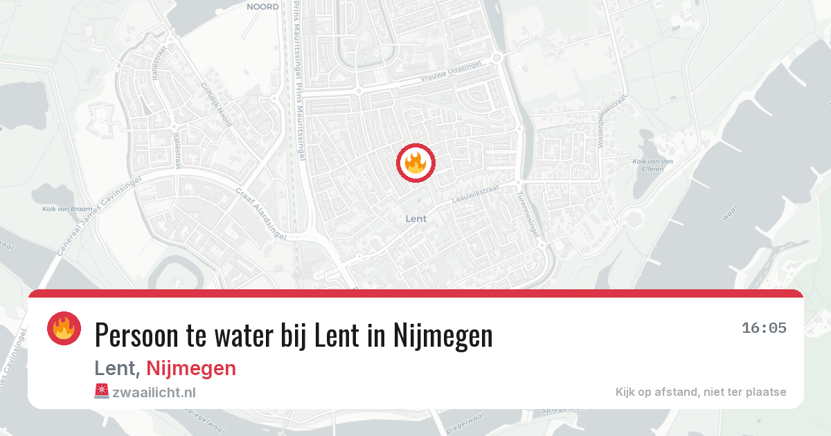 Persoon te water bij Lent in Nijmegen — 10 mei 2026