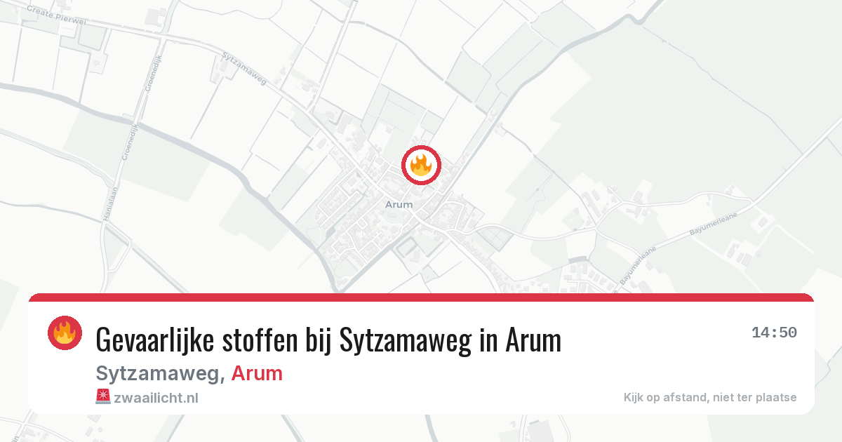 Gevaarlijke stoffen bij Sytzamaweg in Arum — 27 mei 2026