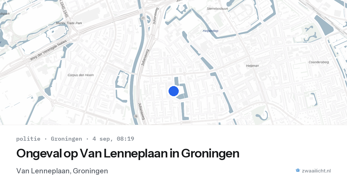 Ongeval op Van Lenneplaan in Groningen — 4 sep 2026