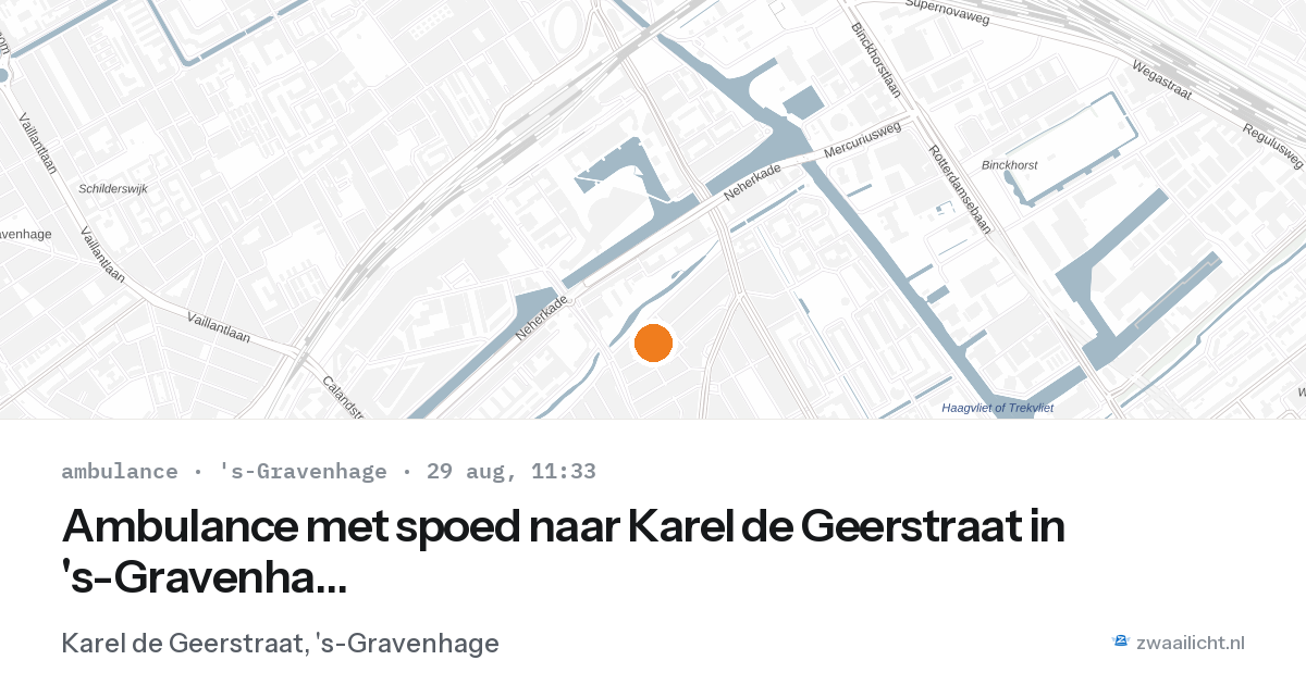 Ambulance met spoed naar Karel de Geerstraat in 's-Gravenhage — 29 aug 2026