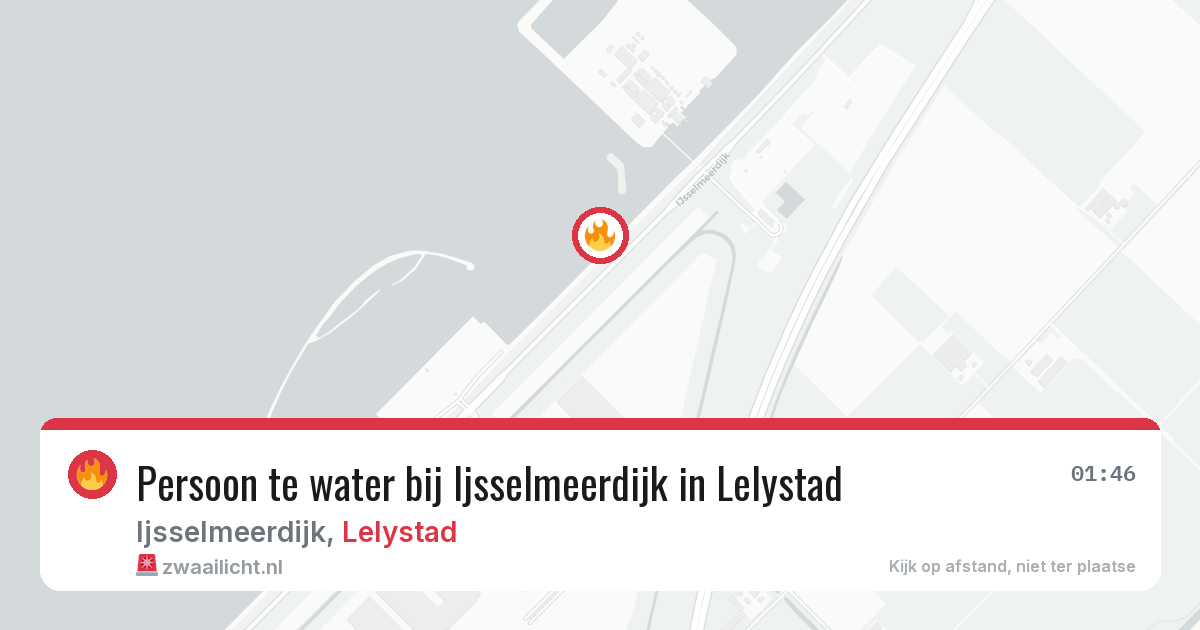 Persoon te water bij Ijsselmeerdijk in Lelystad — 5 jul 2026