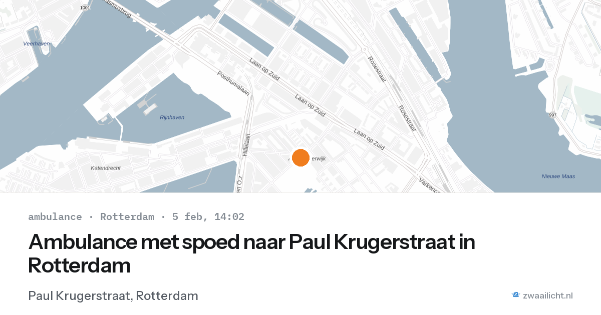 Ambulance met spoed naar Paul Krugerstraat in Rotterdam — 5 feb 2026