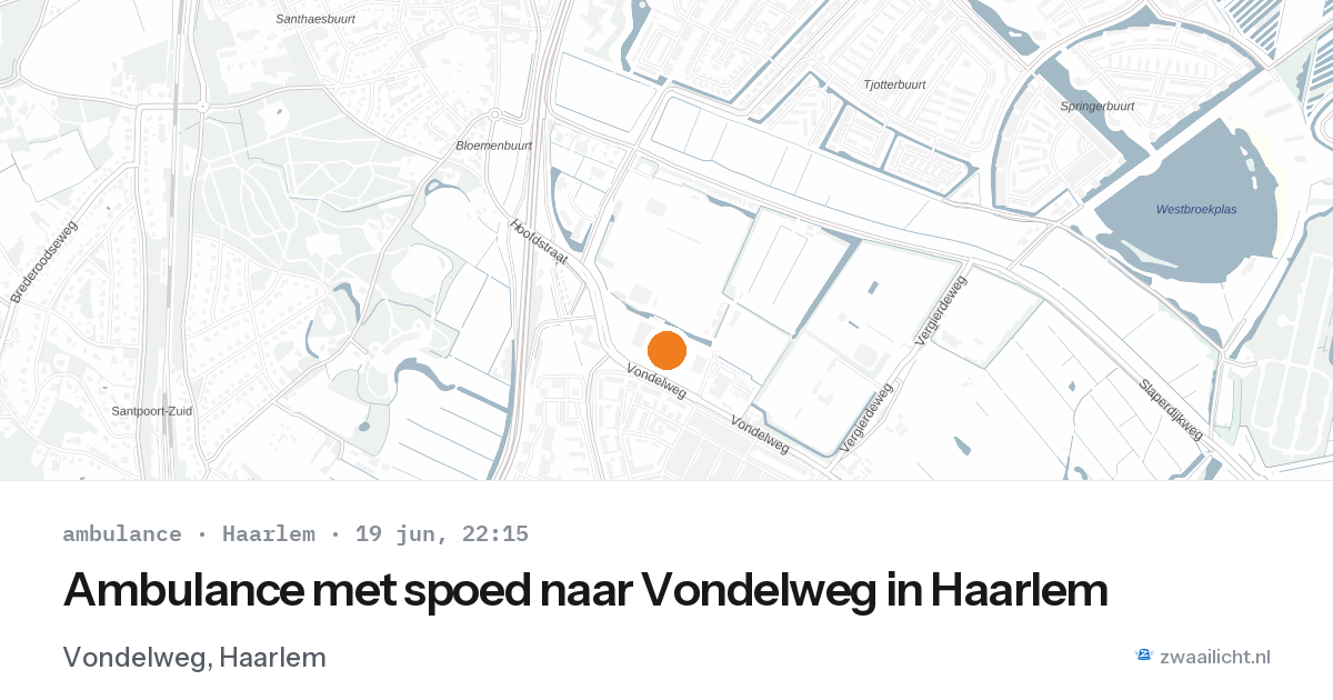 Ambulance met spoed naar Vondelweg in Haarlem — 19 jun 2026