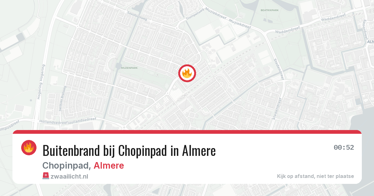 Buitenbrand bij Chopinpad in Almere — 14 aug 2026