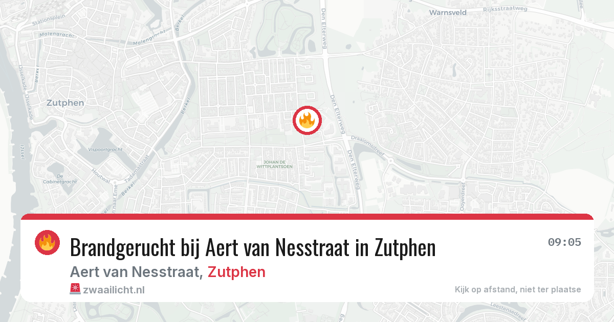 Brandgerucht bij Aert van Nesstraat in Zutphen — 5 aug 2026