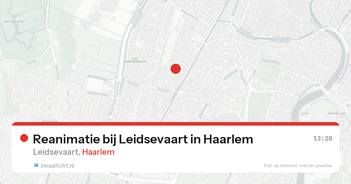Reanimatie bij Leidsevaart in Haarlem — 15 aug 2026