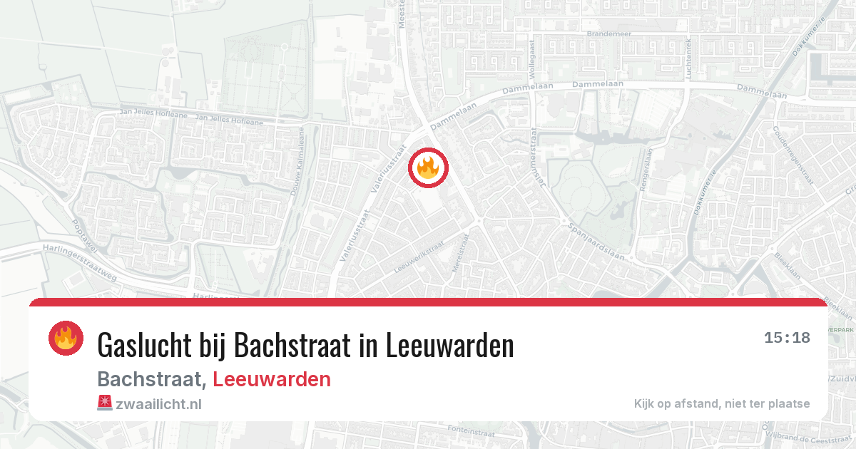 Gaslucht bij Bachstraat in Leeuwarden — 7 jul 2026