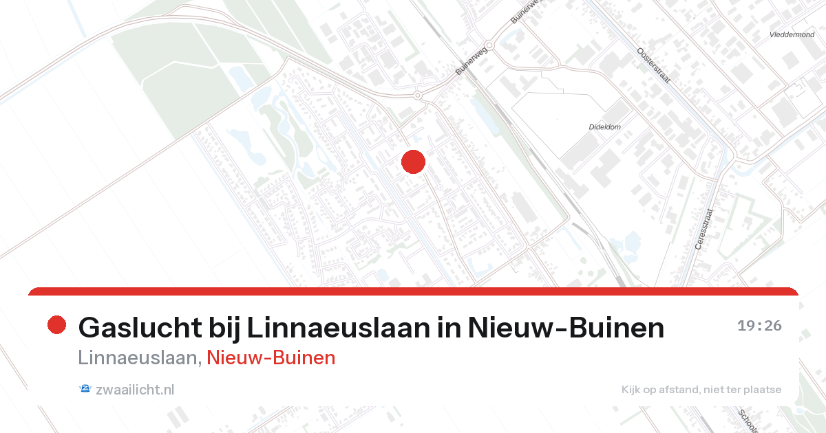 Gaslucht bij Linnaeuslaan in Nieuw-Buinen — 27 aug 2026