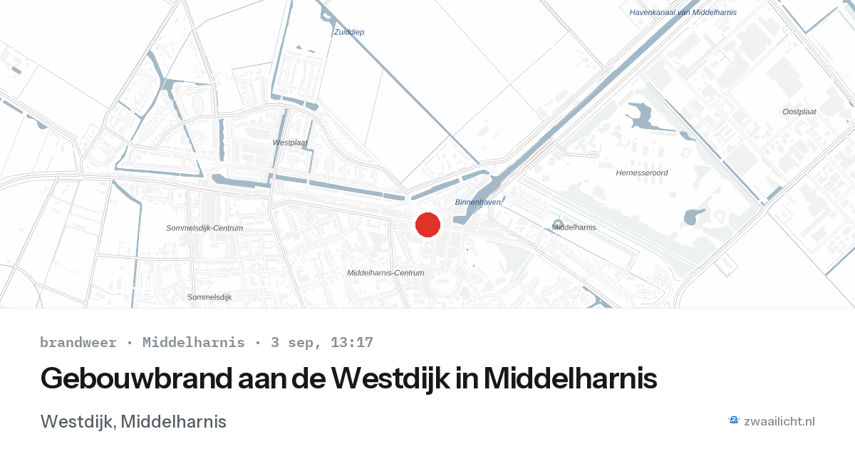 Gebouwbrand aan de Westdijk in Middelharnis — 3 sep 2026
