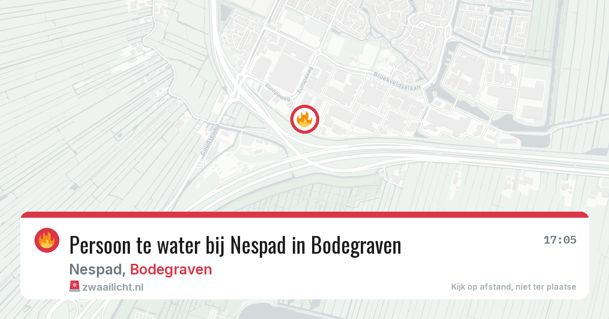 Persoon te water bij Nespad in Bodegraven — 2 aug 2026