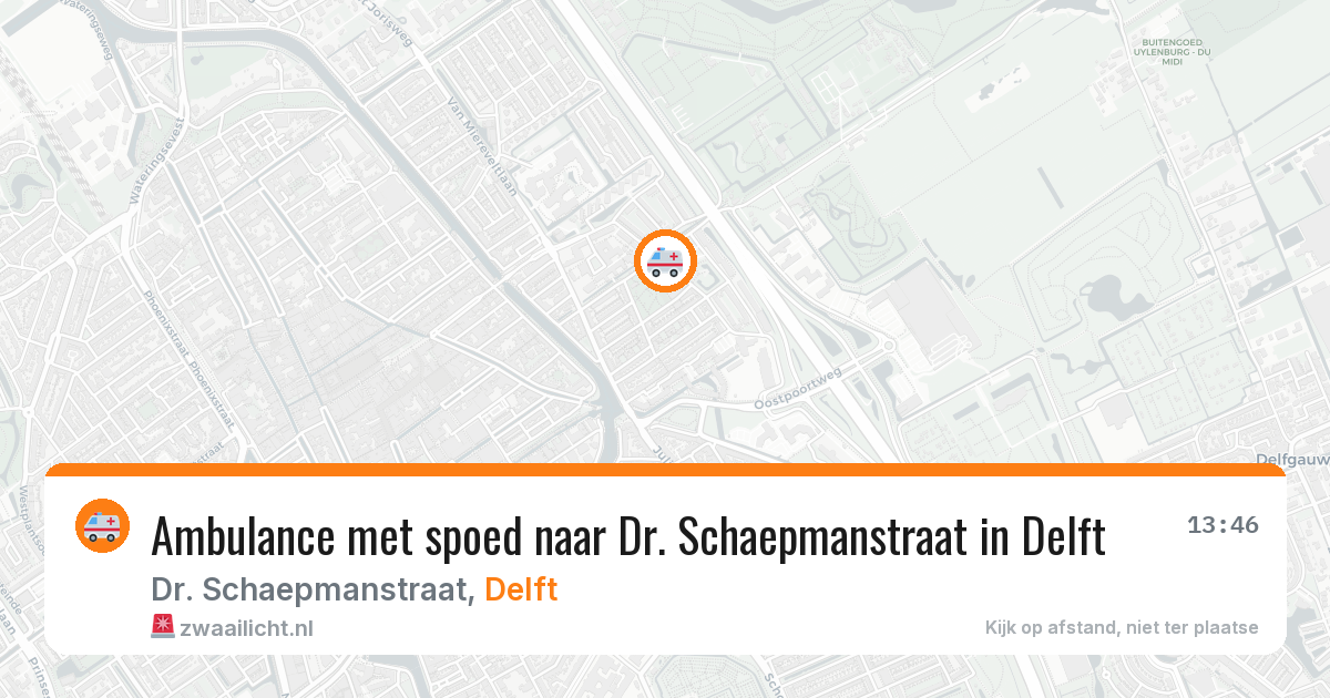 Ambulance met spoed naar Dr. Schaepmanstraat in Delft — 7 mei 2026