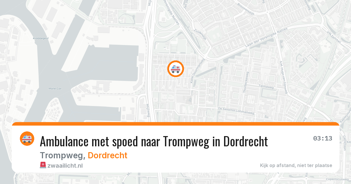 Ambulance met spoed naar Trompweg in Dordrecht — 9 feb 2026