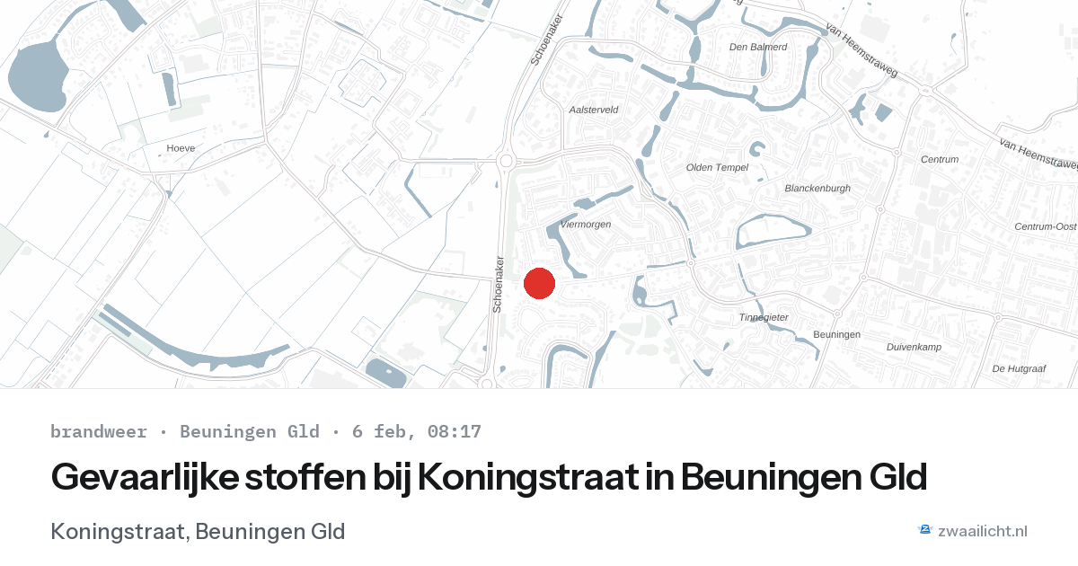 Gevaarlijke stoffen bij Koningstraat in Beuningen Gld — 6 feb 2026