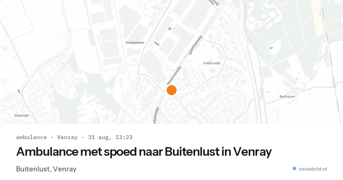 Ambulance met spoed naar Buitenlust in Venray — 31 aug 2026