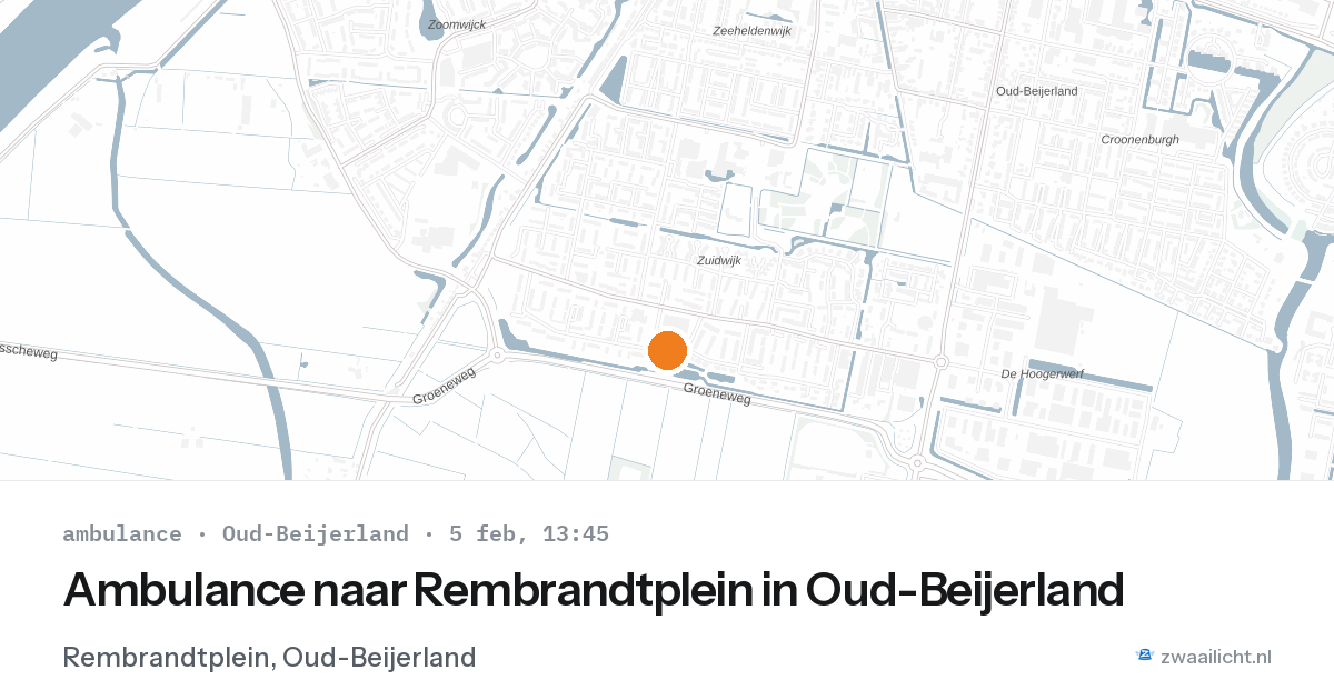 Ambulance naar Rembrandtplein in Oud-Beijerland — 5 feb 2026