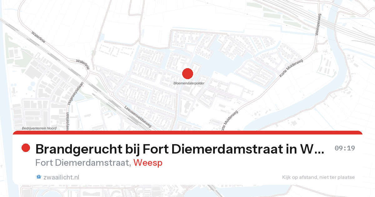 Brandgerucht bij Fort Diemerdamstraat in Weesp — 25 jun 2026