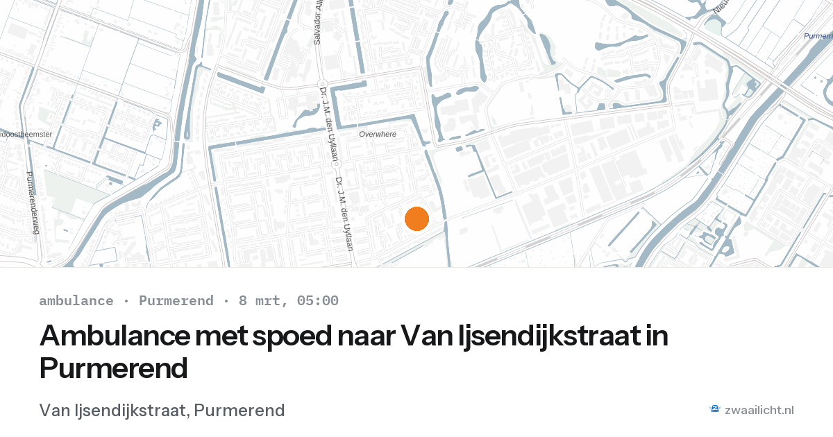 Ambulance met spoed naar Van Ijsendijkstraat in Purmerend — 8 mrt 2026