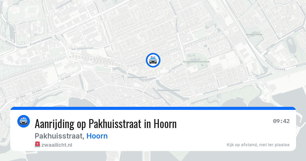 Aanrijding op Pakhuisstraat in Hoorn — 27 mrt 2026