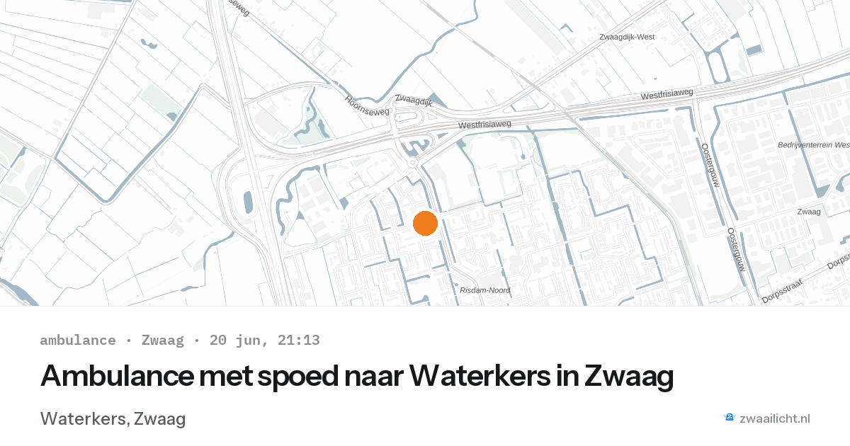 Ambulance met spoed naar Waterkers in Zwaag — 20 jun 2026