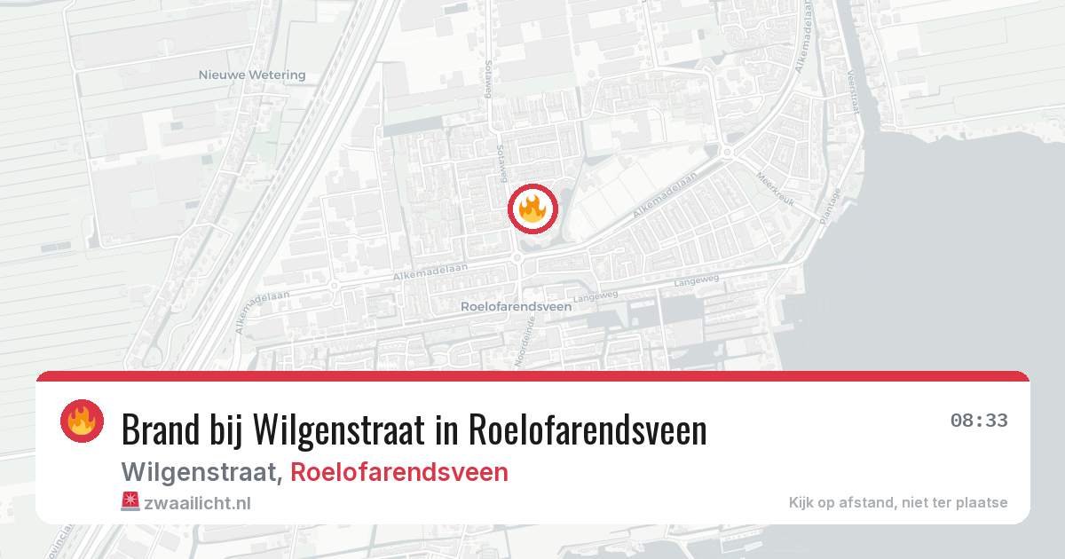 Brand bij Wilgenstraat in Roelofarendsveen — 8 jun 2026