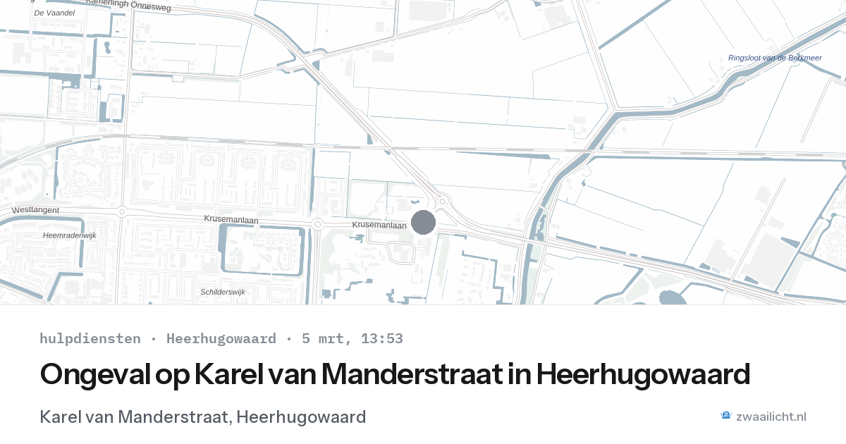 Ongeval op Karel van Manderstraat in Heerhugowaard — 5 mrt 2026